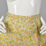 1960s Flannel PJ Set in Orange Floral Print
