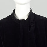 XS 1940s Black Velvet Opera Coat Juliet Sleeves Pussybow