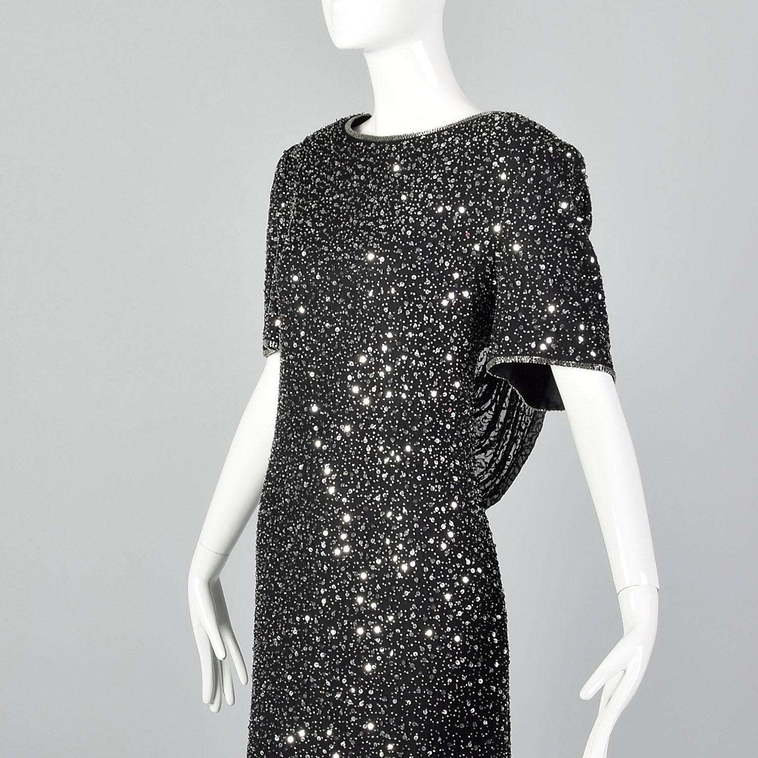 1990s Black Beaded Dress