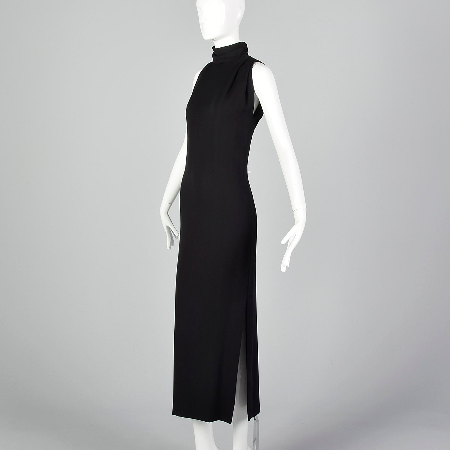 Small Galanos Late 1970s Minimalist Black Pencil Dress