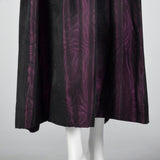 1970s Alfred Bosand Green Silk & Plum Purple Evening Gown