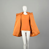 XL 1980s Bill Blass Pumpkin Autumn Set Cozy Wide Wale Corduroy Jacket Slinky Blouse