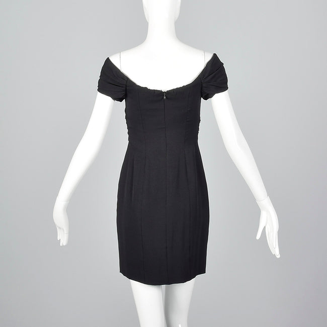 1990s Nicole Miller Off Shoulder Little Black Dress