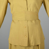 1970s Three Piece Silk Shirt and Wrap Skirt with Belt
