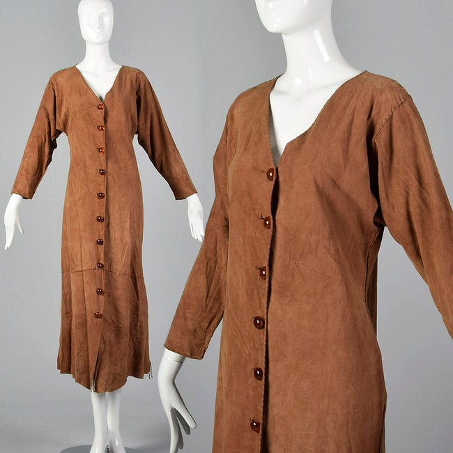 2000s Brown Suede Leather Dress