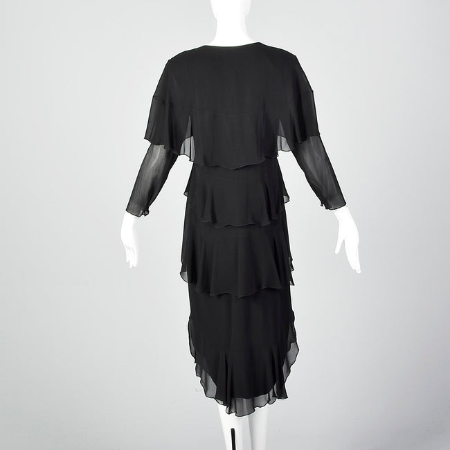 1980s Holly's Harp Tiered Silk Layer Dress