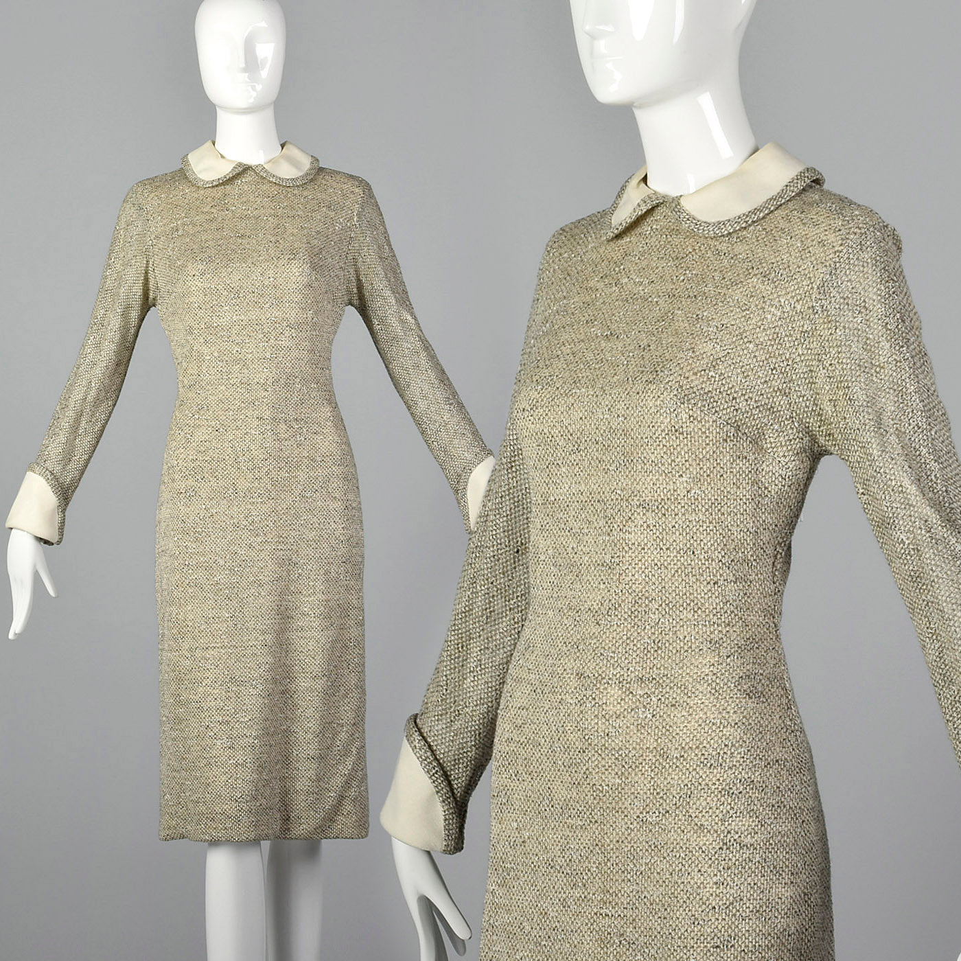 Small Anne Fogarty 1960s Gray Heathered Knit Dress