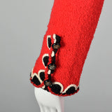 Small 1960s Adolfo Red Knit Skirt Suit
