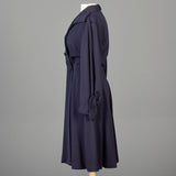 1950s Blue Gabardine Hourglass Princess Coat with Full Sleeves
