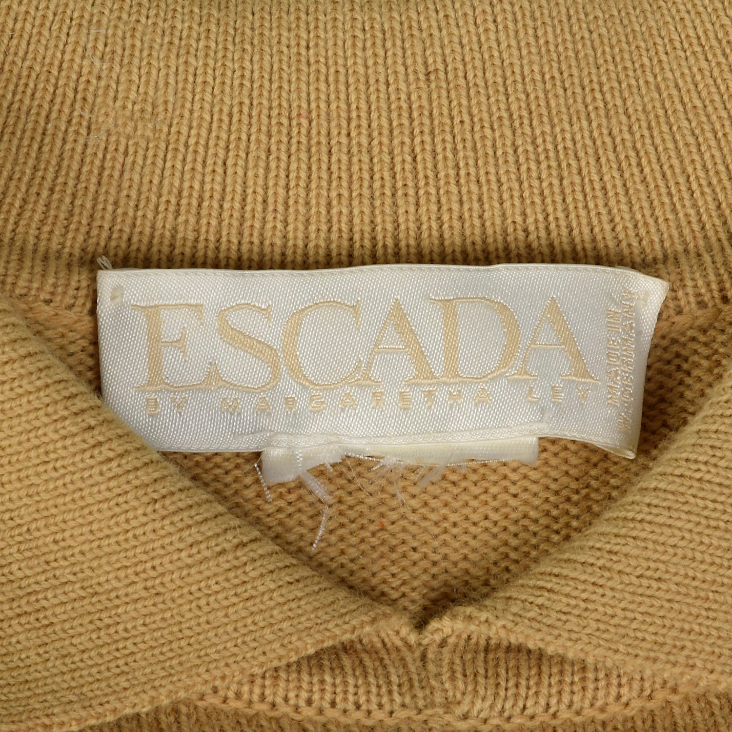 Large Escada 1980s  Tan Brown Sweater with Floral Appliques