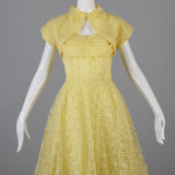 1950s Yellow Lace and Tulle Party Dress