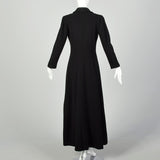 XS 1930s Black Princess Coat Long Maxi Winter Outerwear