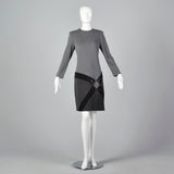 1980s Bob Mackie Gray Knit Dress with Asymmetric Rhinestone Hip