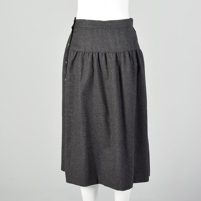 Saks Fifth Avenue Grey Wool Skirt With Snap Sides