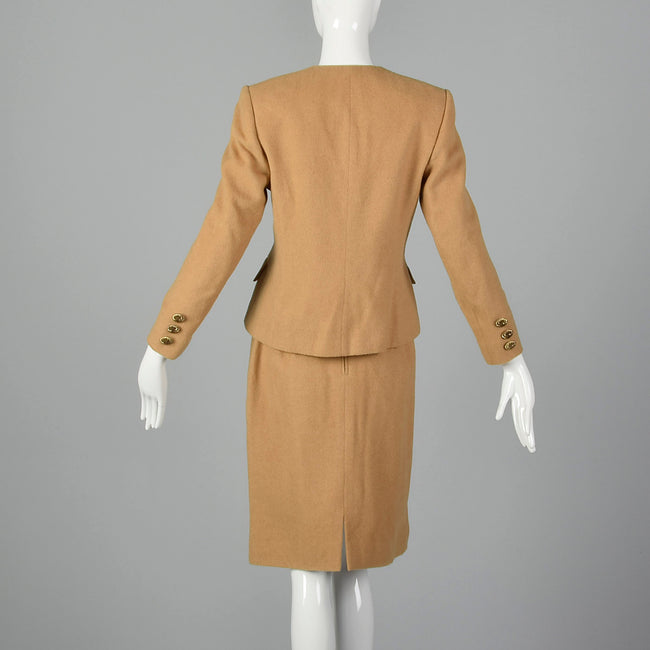 1970s Camel Color Skirt Suit in a Classic Silhouette