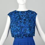 Medium 1960s Davidow Three Piece Blue Tweed Skirt Suit