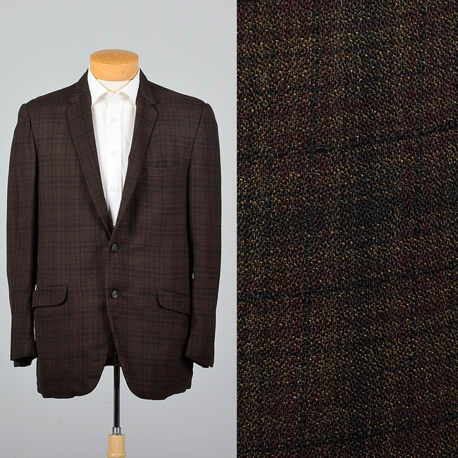 1950s Mens Lightweight Summer Jacket in Brown Plaid