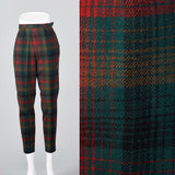 1950s Plaid Wool Cigarette Pants