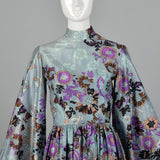 XXS 1960s Floral Mini Dress with Bell Sleeves