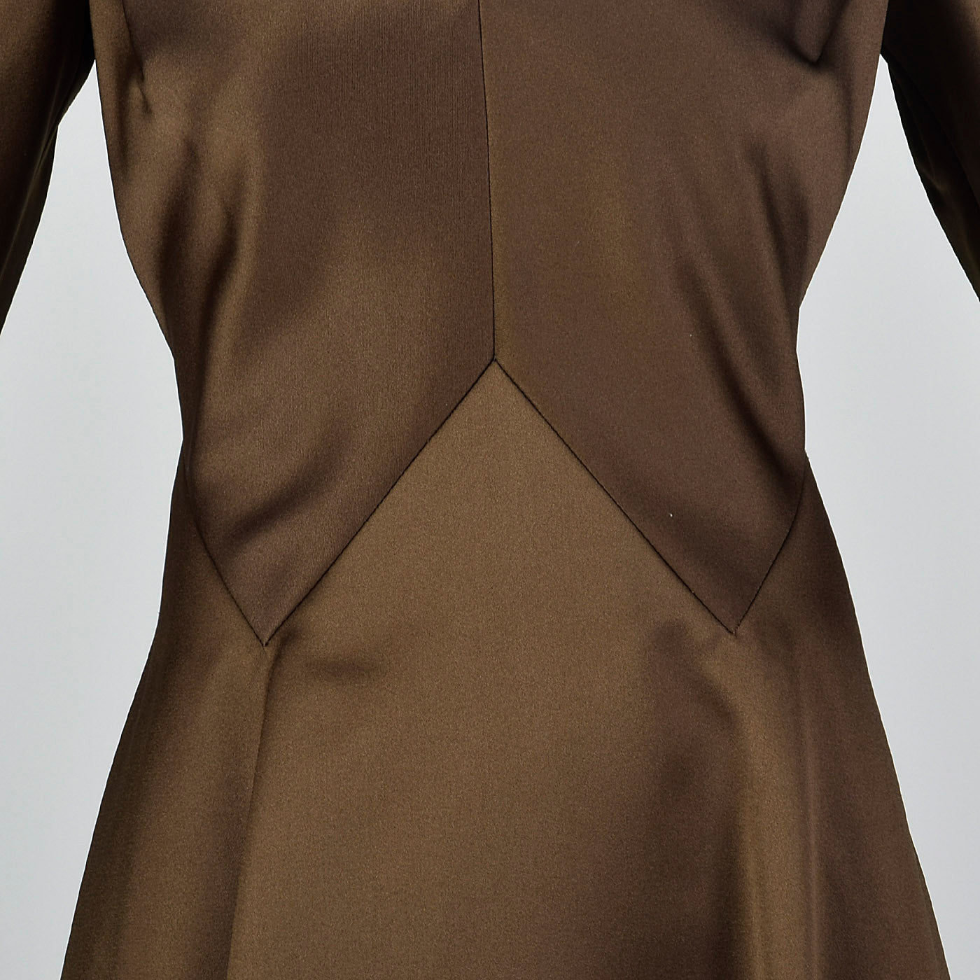 1970s Pauline Trigere Brown Satin Dress