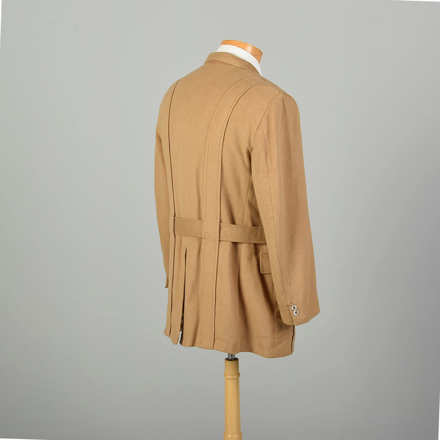 Large 1980s Norfolk Jacket Tan Belted Camel Hair Coat