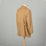 Large 1980s Norfolk Jacket Tan Belted Camel Hair Coat
