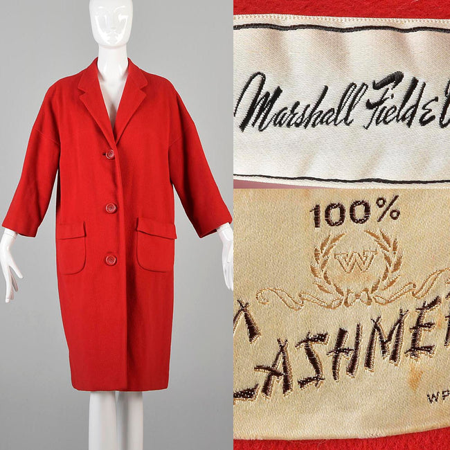 1960s Marshall Fields Lipstick Red Cashmere Coat