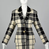 1980s Louis Feraud Wool Plaid Skirt Suit