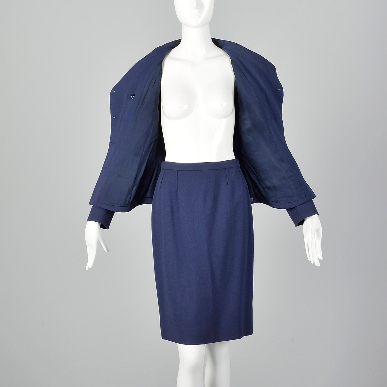 Small Karl Lagerfeld 1990s Blue Skirt Suit