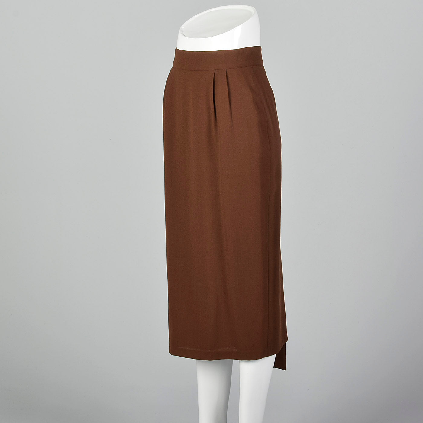 1980s Asymmetrical Brown Wool Crepe Skirt