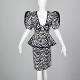 1980s I. Magnin Pencil Dress with Huge Sleeves