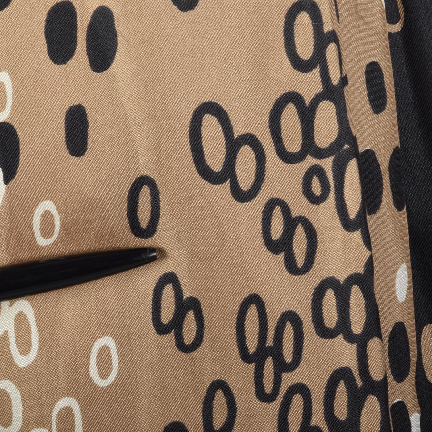1960s Silk Dress with White, Tan, and Black Op Art Print
