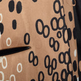 1960s Silk Dress with White, Tan, and Black Op Art Print