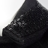 1950s Black Wool Swing Coat with Beaded Collar
