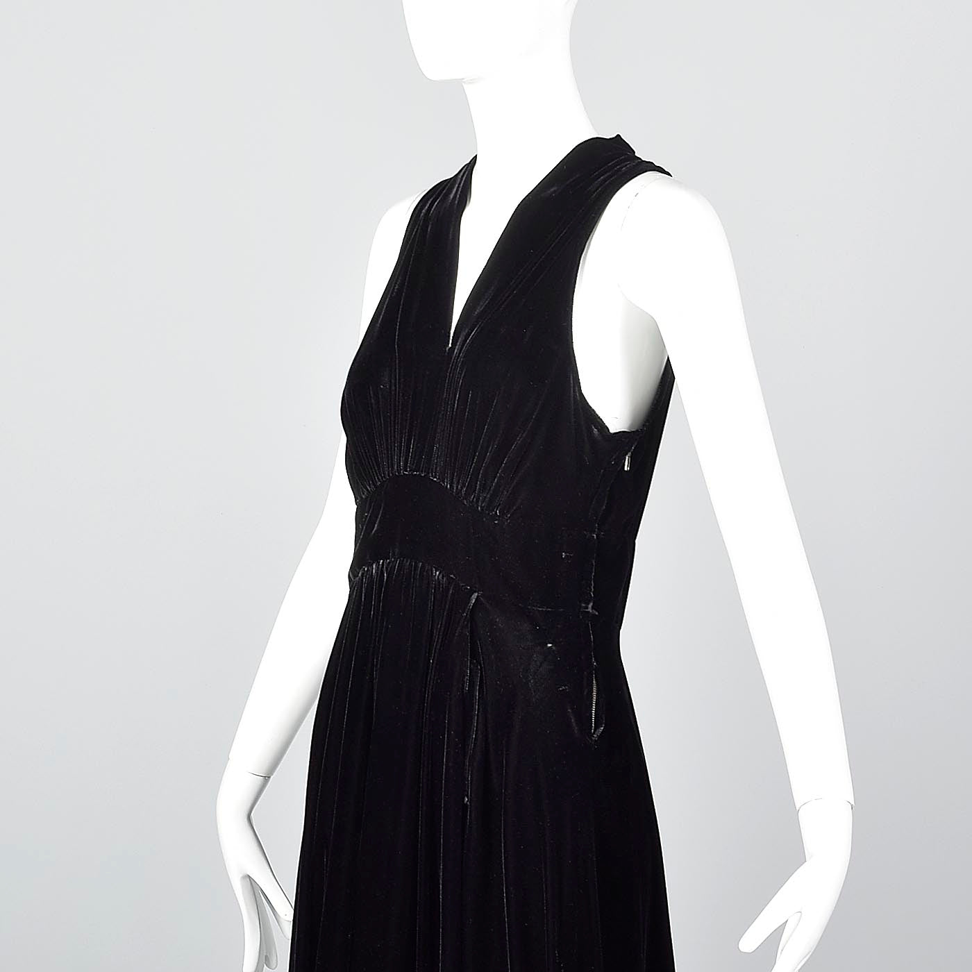 1930s Black Velvet Dress with Full Skirt