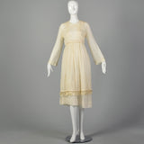 XS 1910s Edwardian Ivory Repro Dress