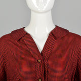 XL 1950s Red and Black Gingham Day Dress
