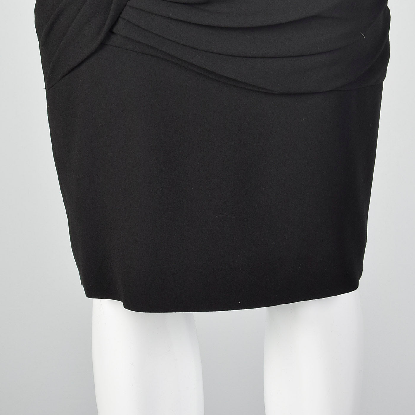 1990s Escada Black Pencil Skirt with Draped Detail