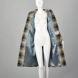 Medium 1950s Gray Plaid Tweed Coat