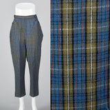 1950s Blue Plaid Cigarette Pants