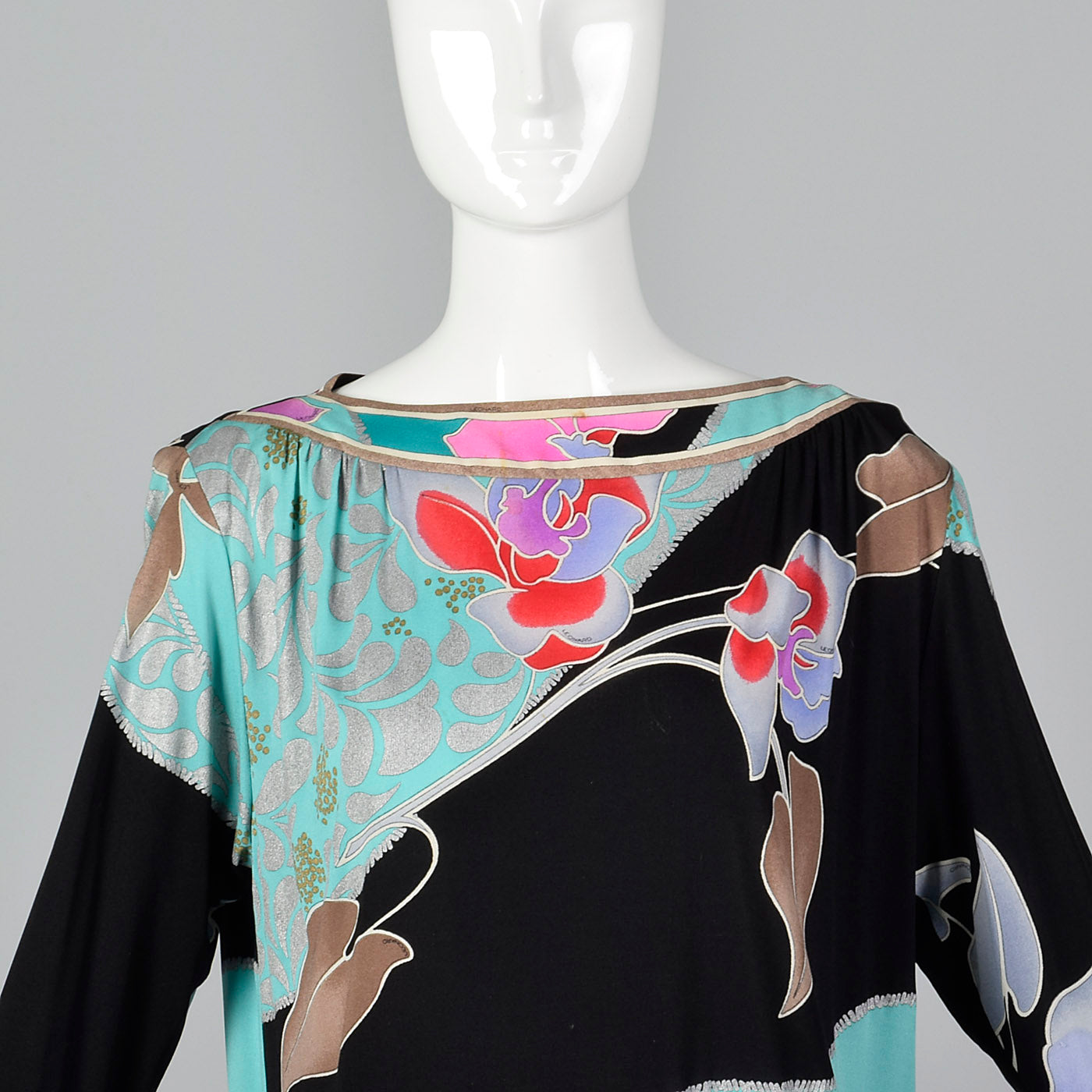 1980s Leonard Paris Silk Jersey Printed Dress