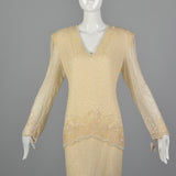 1990s Cream Beaded Dress