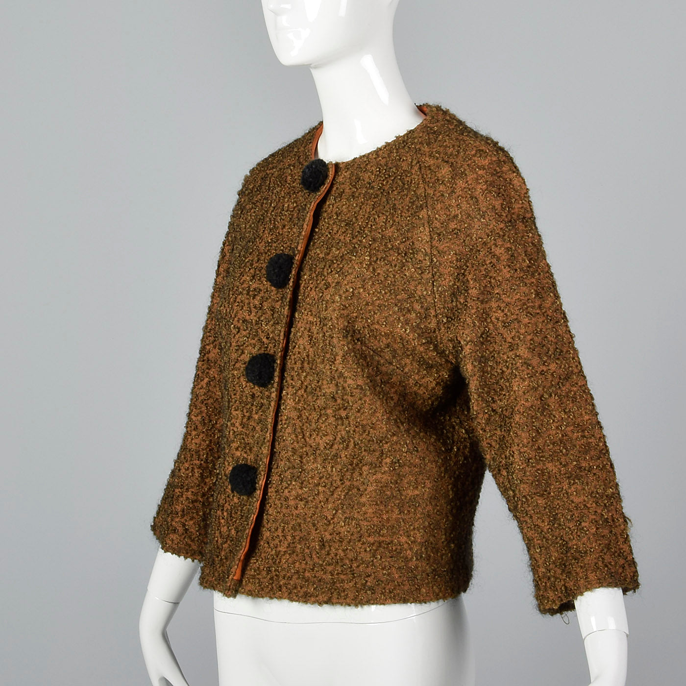 1960s Bouclé Jacket with Decorative Pom Pom Buttons