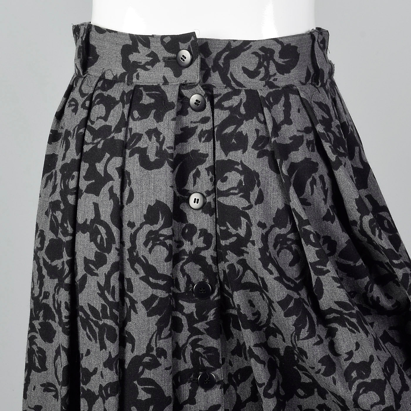1980s Escada Gray and Black Wool Skirt