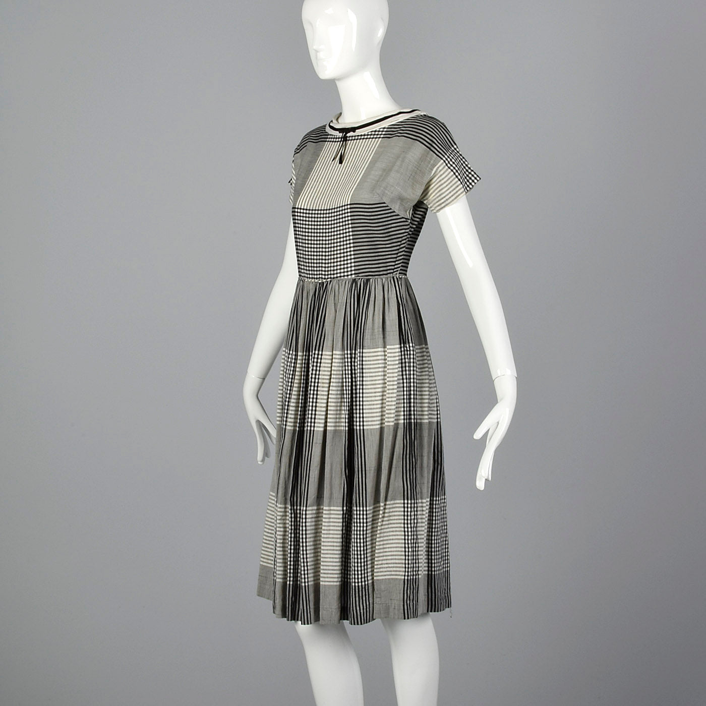 1950s Black and White Plaid Dress