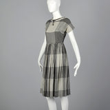 1950s Black and White Plaid Dress