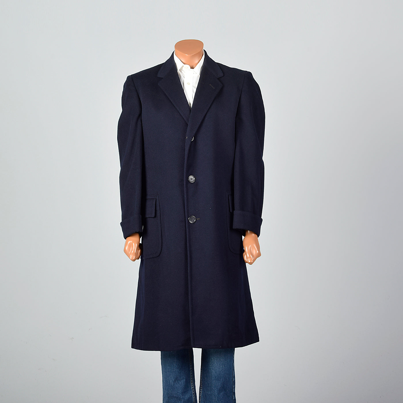1950s Mens Wool and Cashmere Blend Navy Coat