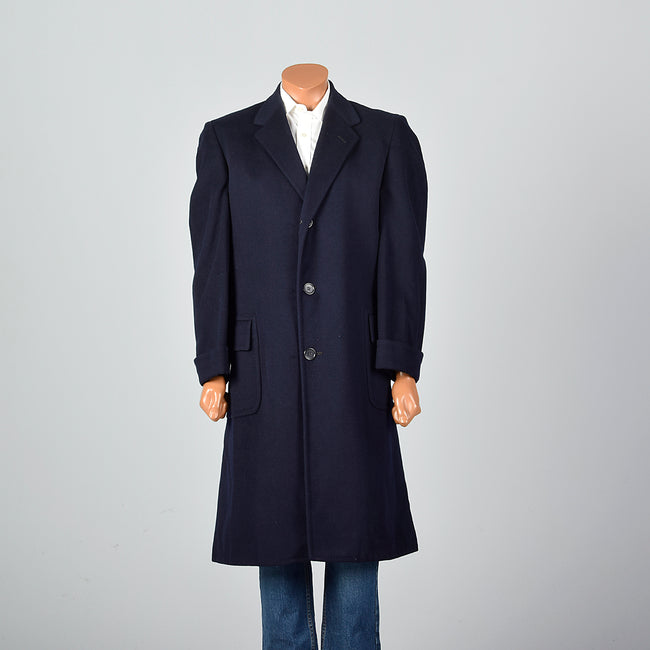 1950s Mens Wool and Cashmere Blend Navy Coat