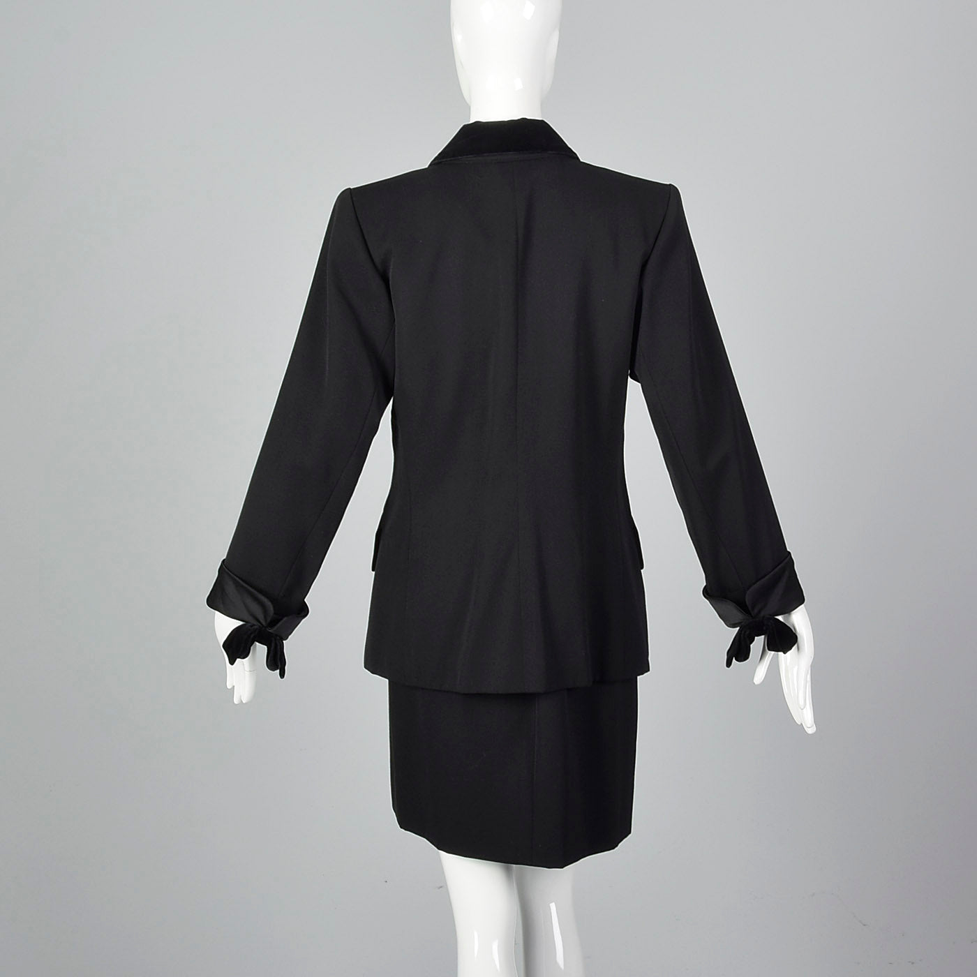 Yves Saint Laurent Rive Gauche Black Skirt Suit with Velvet