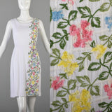 1950s White Day Dress with Floral Embroidery